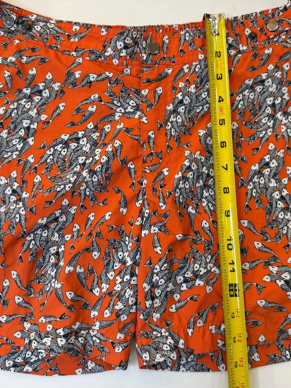Danward Men’s Swim Trunks M Orange Fish Print Made in Italy Designer Swim Shorts